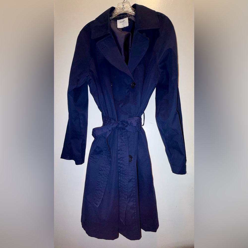 Old Navy blue belted trench coat